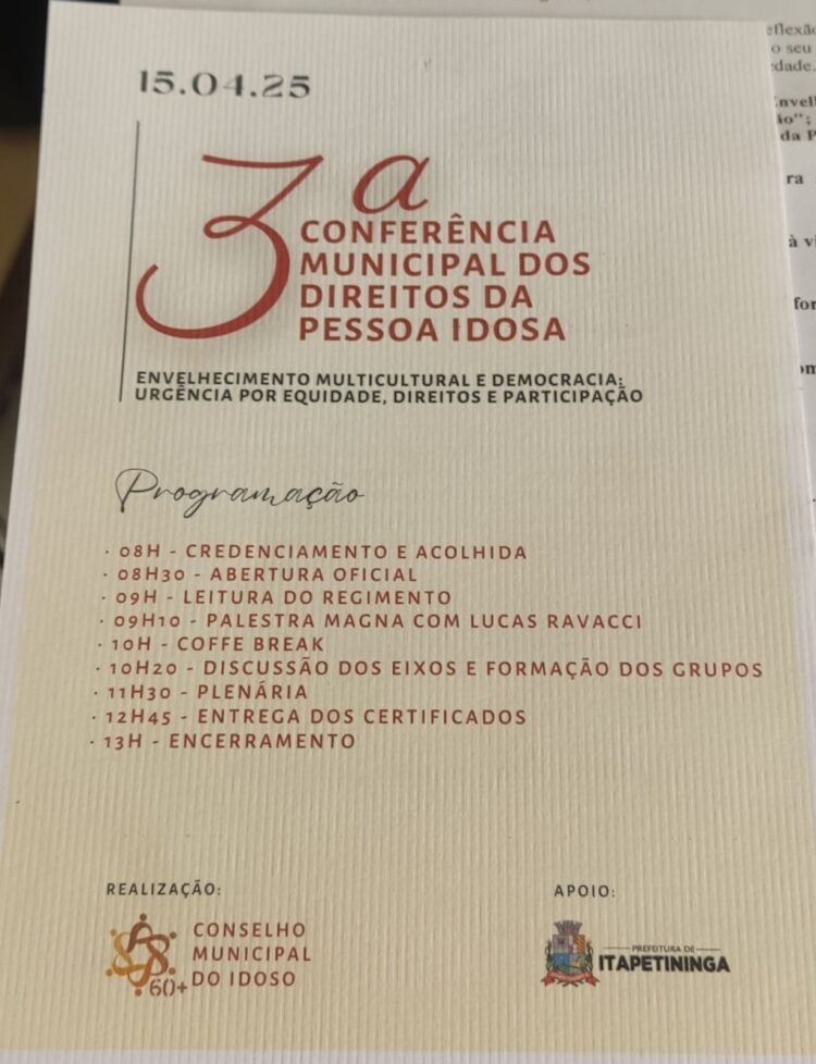 Itapetininga promove 3ª Conferência Municipal dos Direitos da Pessoa Idosa