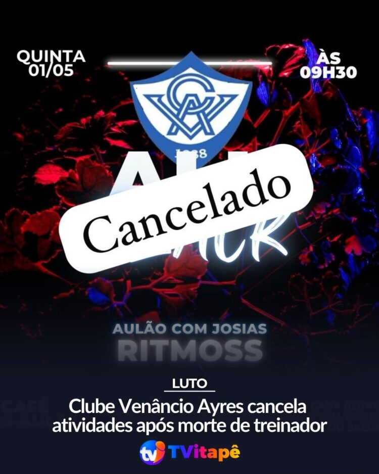 O Clube Venâncio Ayres, de Itapetininga, confirmou o cancelamento das atividades esportivas e da aula do professor Josias, programadas para amanhã (1º)
