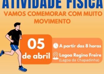 No próximo sábado (05), a partir das 8h, a Lagoa “Regina Freire”, mais conhecida como Lagoa da Chapadinha, será palco para diversas atividades em celebração ao Dia Mundial da Atividade Física, comemorado no dia 06 de abril.