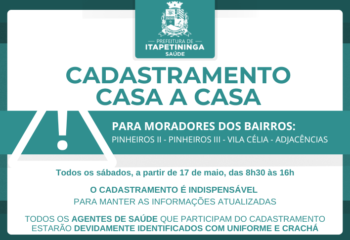 A Prefeitura de Itapetininga informou que realizará amanhã (17) um cadastramento casa a casa