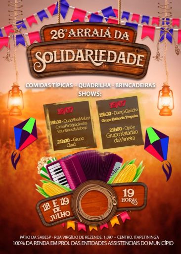 Sabesp convida para o 26º Arraiá da Solidariedade em Itapetininga